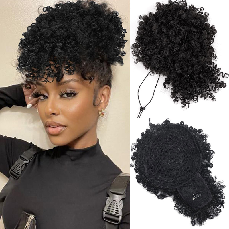 Drawstring Afro Curly Puff Ponytail - Afro Puff Kinky Curly Hair Updo