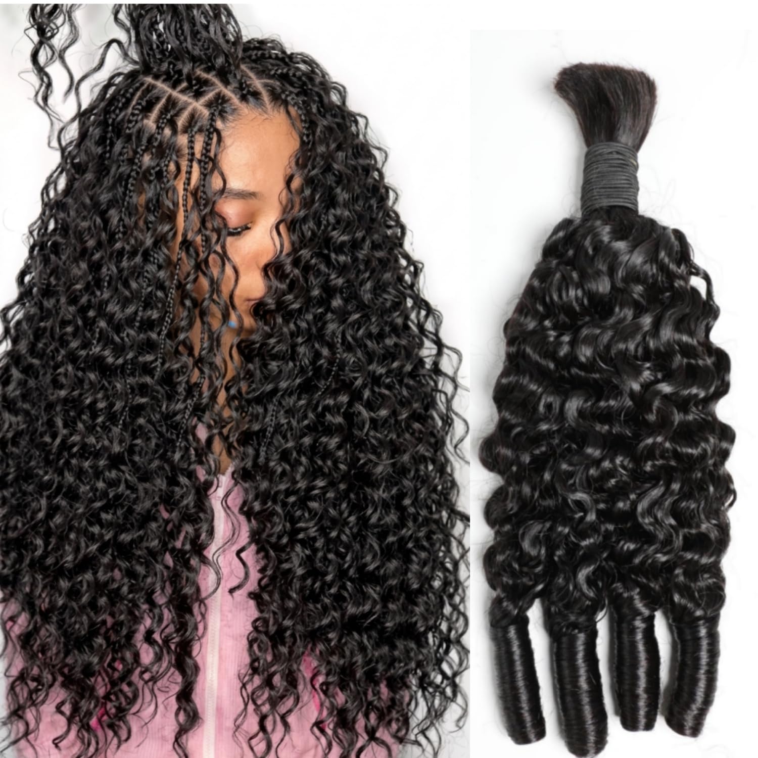 Water Wave Bulk Human Hair For Braiding - Human Braiding Hair For Boho Braids