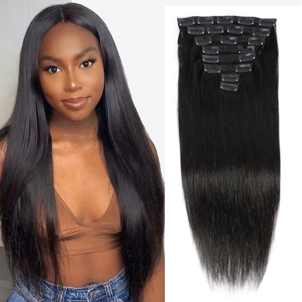 Seamless Clip In Hair Extensions Human Hair - Natural Straight Clip In Human Hair