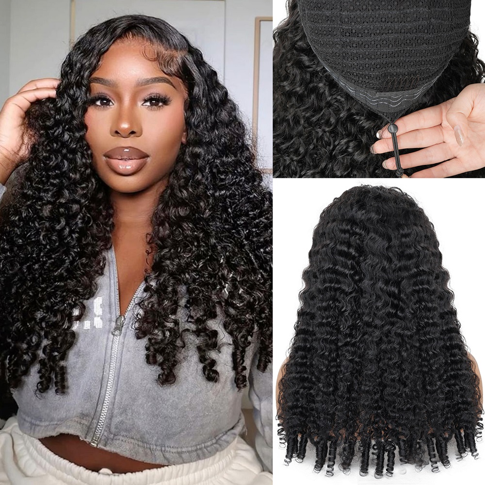 Human Hair Wigs - Natural Colored Burmese Curly Wave Glueless