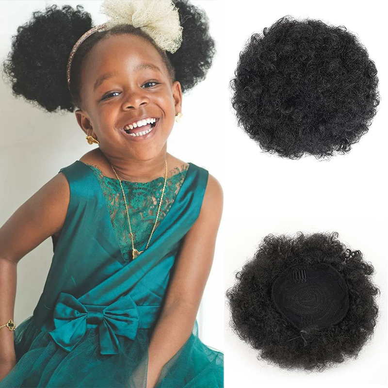 Drawstring Afro Curly Puff Ponytail - 6Inch Afro Puff Drawstring Ponytail Synthetic