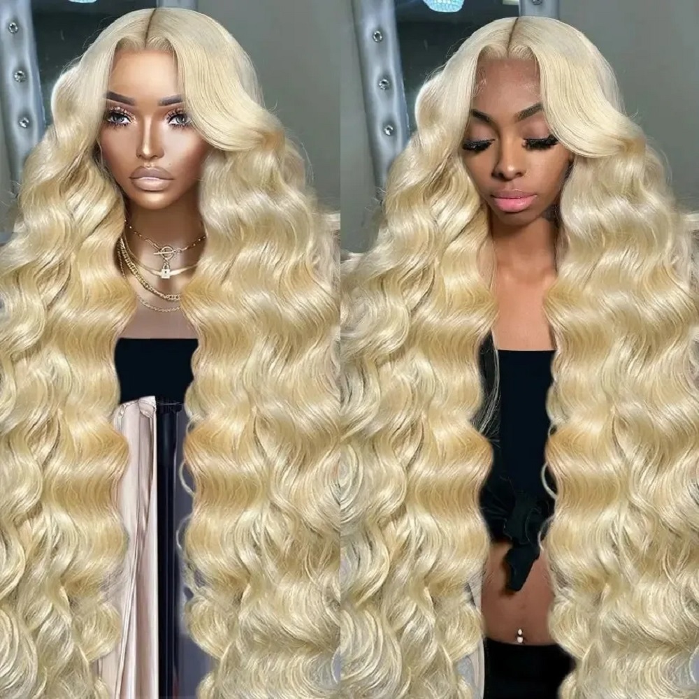 613 Blonde Body Wave Lace Front Wig - 46 Inch HD Blonde 13x4 Lace