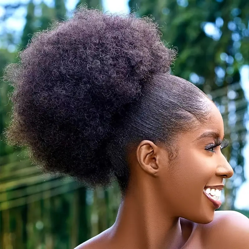 Drawstring Afro Curly Puff Ponytail - 1pc Women's 10-Inch Afro Kinky Curly