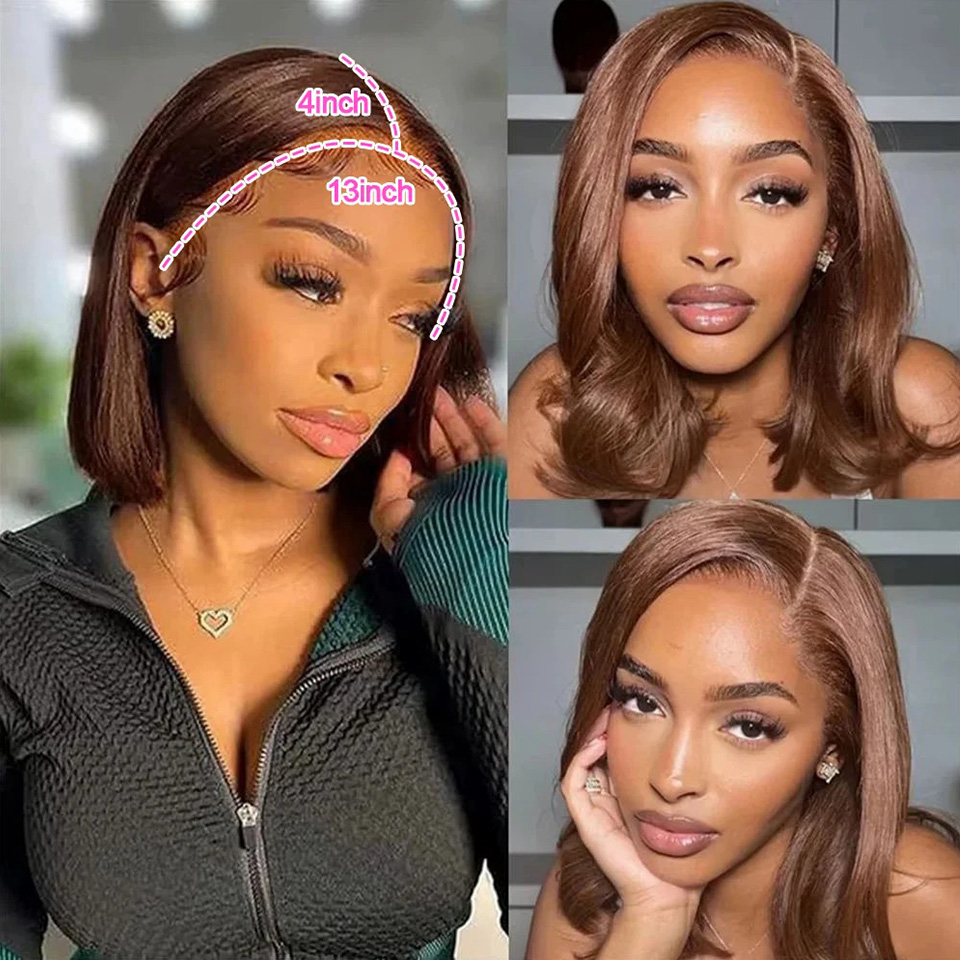 13X4 Chocolate Brown Straight  - Glueless Wear And Go Human Hair Wig review and price