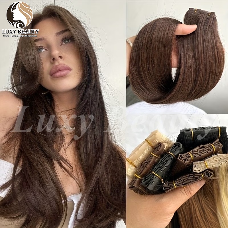 Brown Butterfly Hole Weft Hair - Invisible Tape In Extensions Real Hair review and price