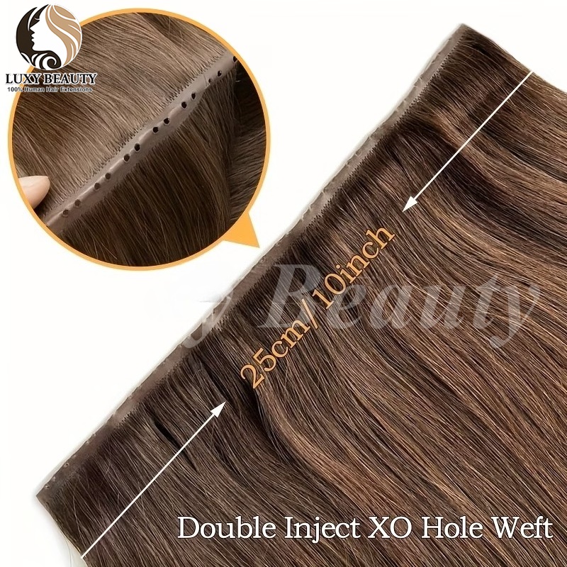 Brown Butterfly Hole Weft Hair - Invisible Tape In Extensions Real Hair review and price