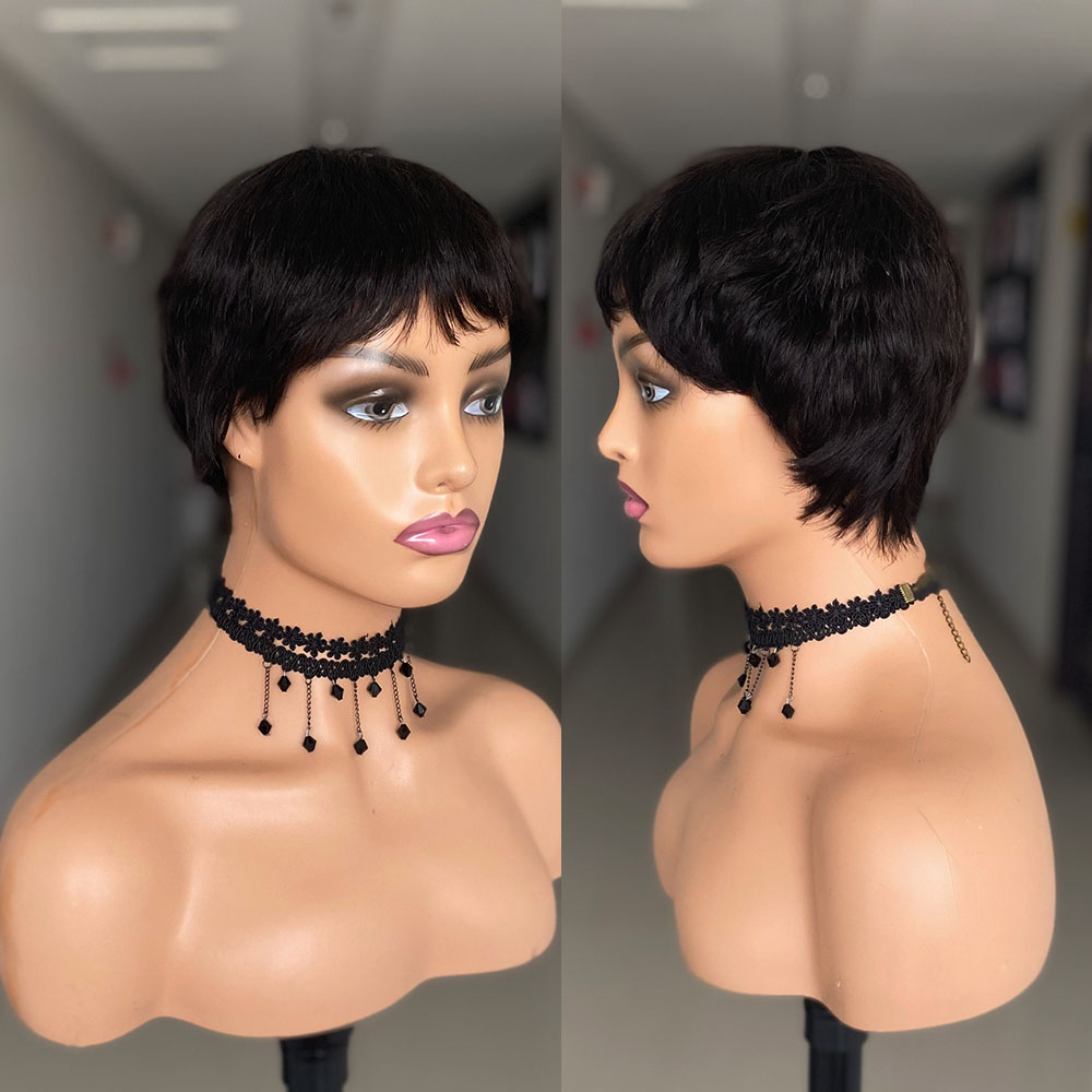 Short Straight Human Hair Wigs - Short Pixie Cut Wig Human Hair Cheap review and price