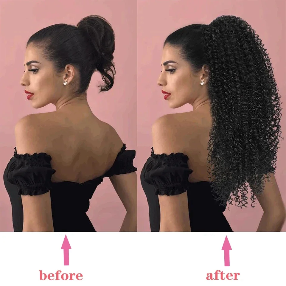 Long Kinky Curly Drawstring Po - Drawstring Afro Curly Puff Ponytail review and price