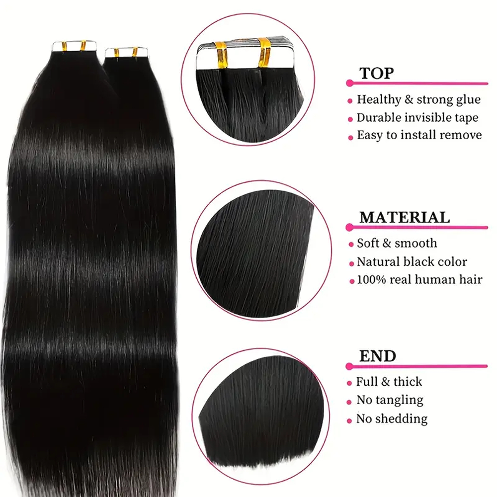 Tape in Hair Extensions Straig - Invisible Tape In Extensions Real Hair review and price