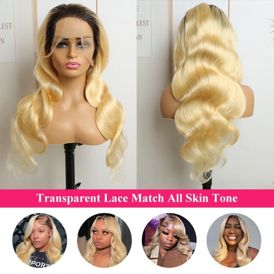 1B 613 Blonde Ombre Human Hair - 613 Blonde Body Wave Lace Front Wig review and price