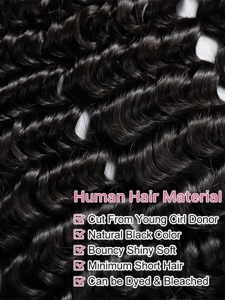 250 Density Deep Wave 4x4 Lace - Water Wave Bulk Human Hair For Braiding review and price