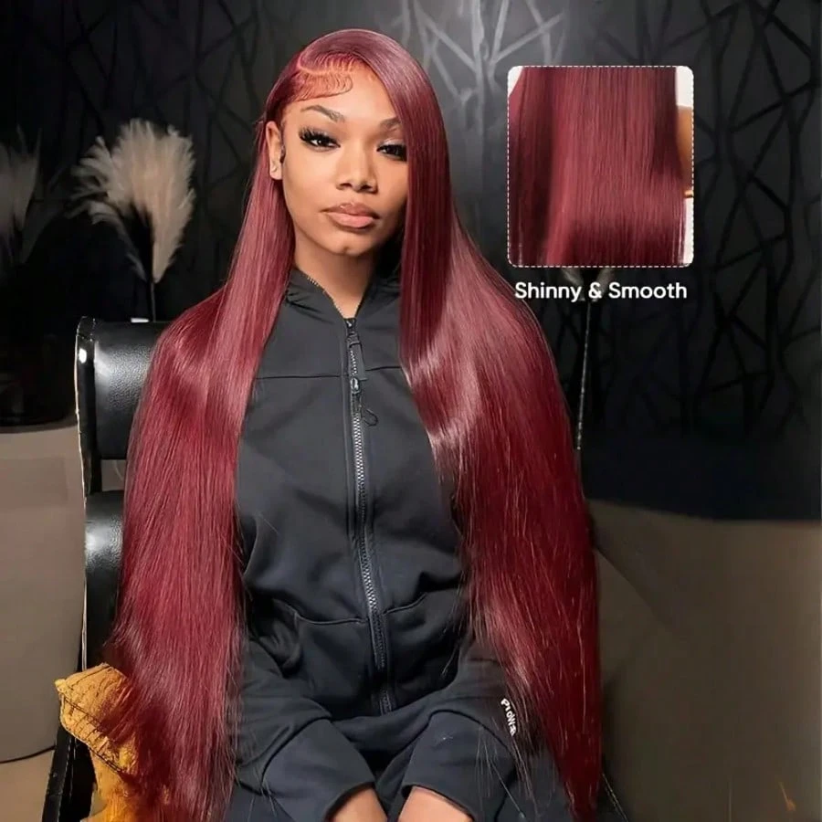 200 Density 99J Burgundy 13X6  - Hd Lace Frontal Wig Human Hair Pre Plucked review and price
