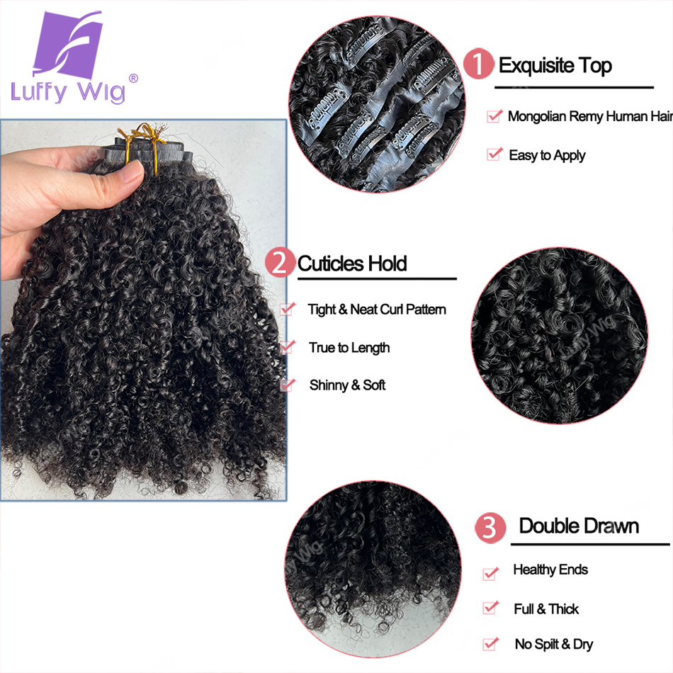Monglian Afro Kinky Curly Huma - Seamless Clip In Hair Extensions Human Hair review and price