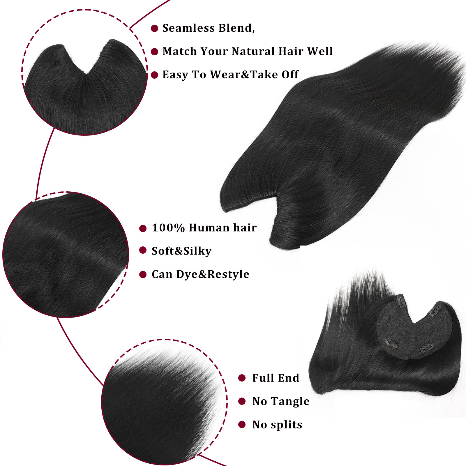 V Shape Clip In Human Hair Ext - Seamless Clip In Hair Extensions Human Hair review and price