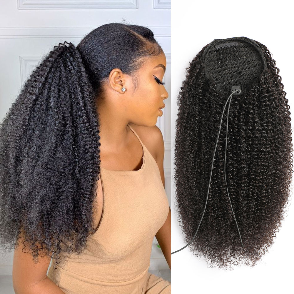 Ponytail Human Hair Afro Kinky - Seamless Clip In Hair Extensions Human Hair review and price