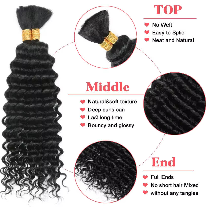 Loose Bulk Human Hair Deep Wat - Water Wave Bulk Human Hair For Braiding review and price