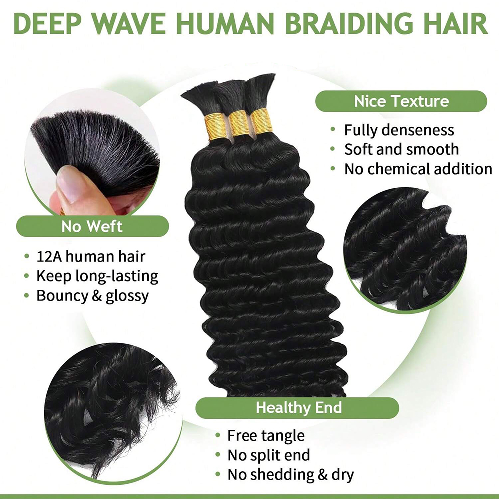 Human Braiding Hair Deep Water - Water Wave Bulk Human Hair For Braiding review and price