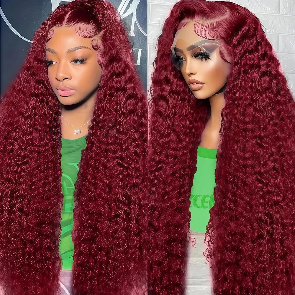 99J Burgundy Colored Deep Wave - Lace Front Wigs review and price