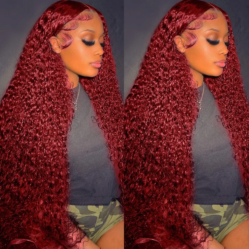 99J Burgundy Colored Deep Wave - Lace Front Wigs review and price