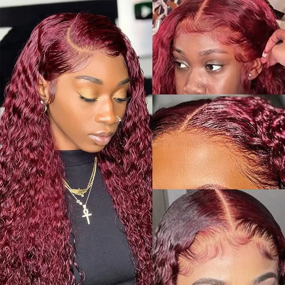 99J Burgundy Colored Deep Wave - Lace Front Wigs review and price