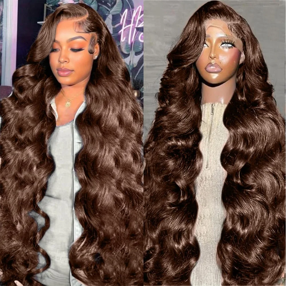 Chocolate #4 Body Wave Wig 220 - Hd Lace Frontal Wig Human Hair Pre Plucked review and price