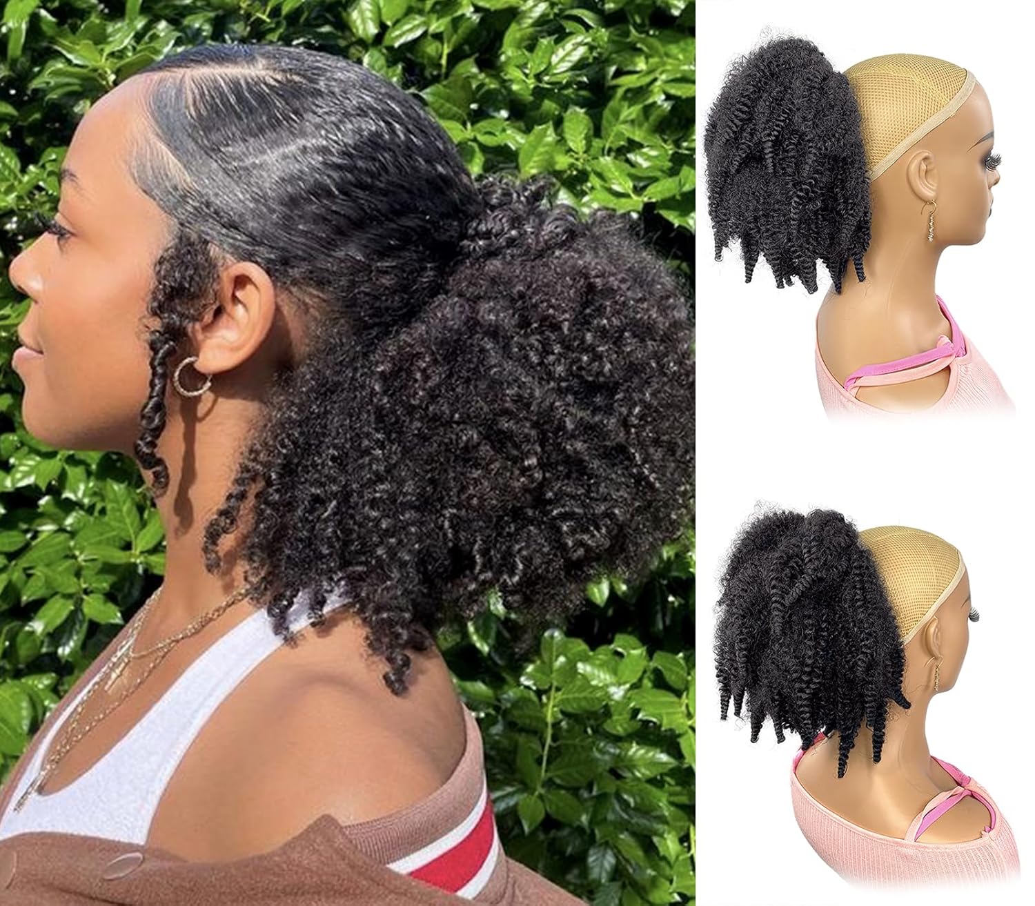12inch Short Marley Hair Draws - Drawstring Afro Curly Puff Ponytail review and price