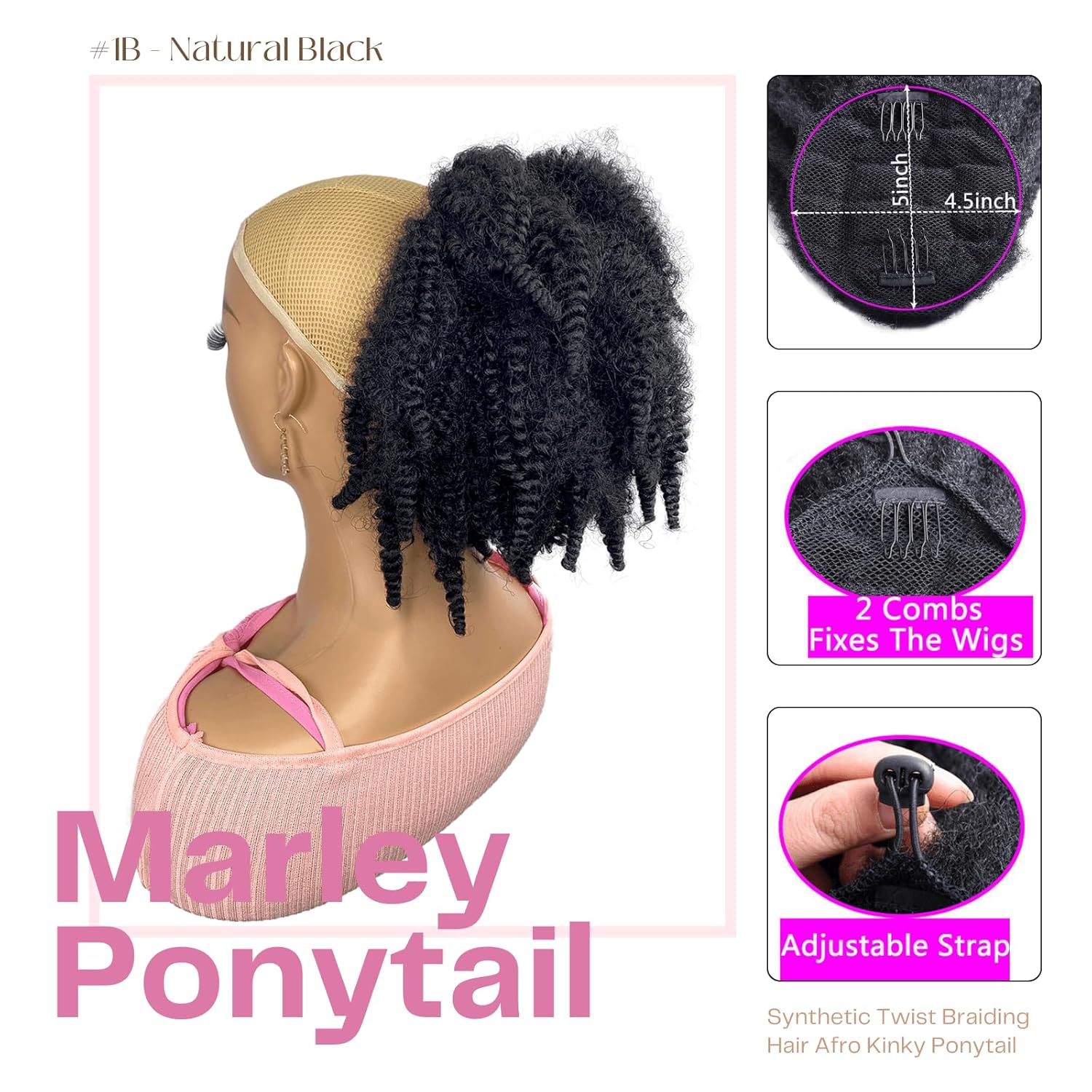 12inch Short Marley Hair Draws - Drawstring Afro Curly Puff Ponytail review and price