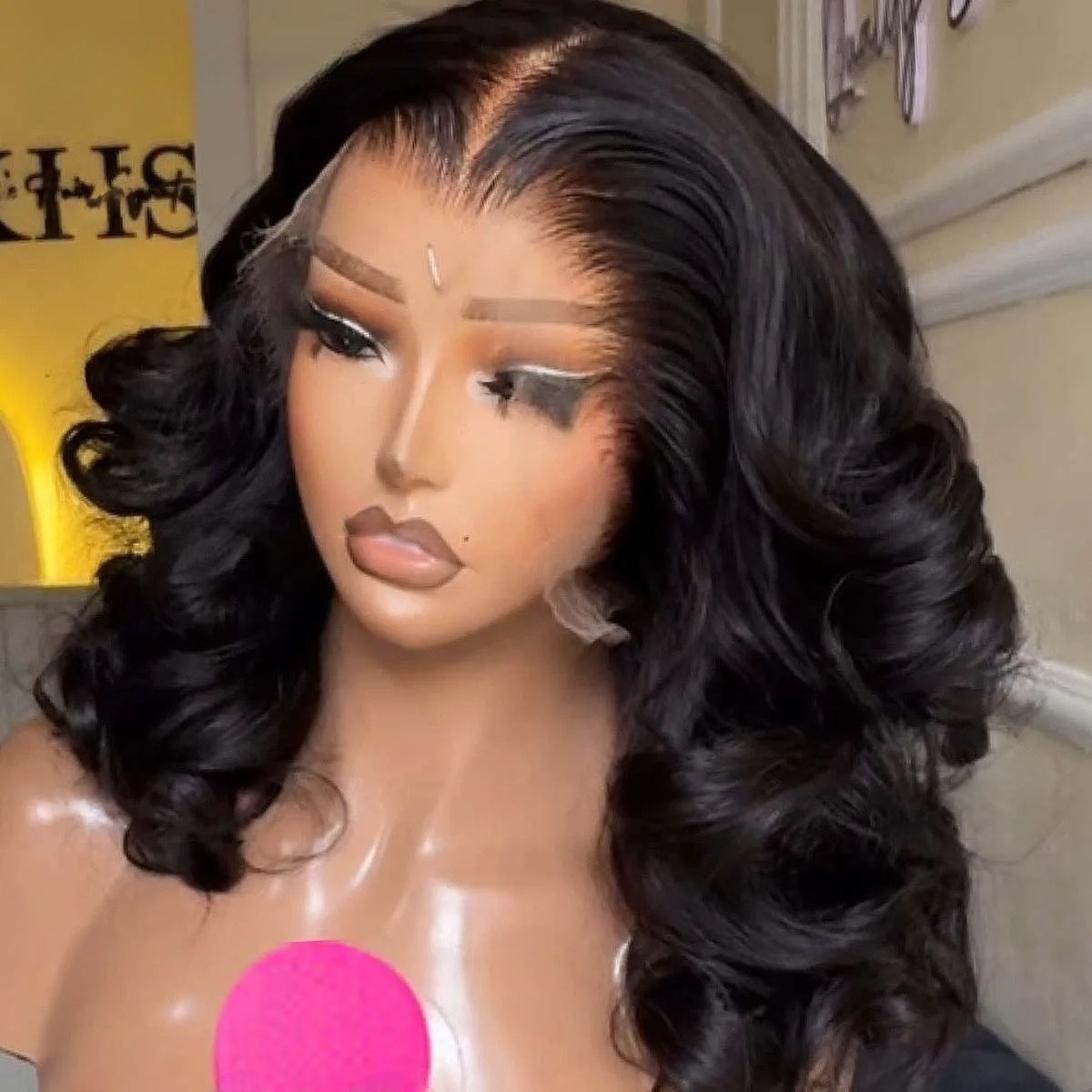 Black Wig Short Bob Body Wavy  - Pre Parted 13X4 Lace Front Bob Wig review and price