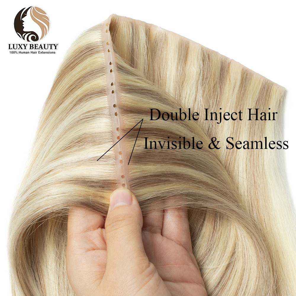Blonde injected Hole Weft Huma - Invisible Tape In Extensions Real Hair review and price