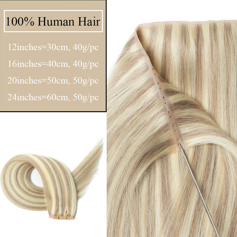 Blonde injected Hole Weft Huma - Invisible Tape In Extensions Real Hair review and price