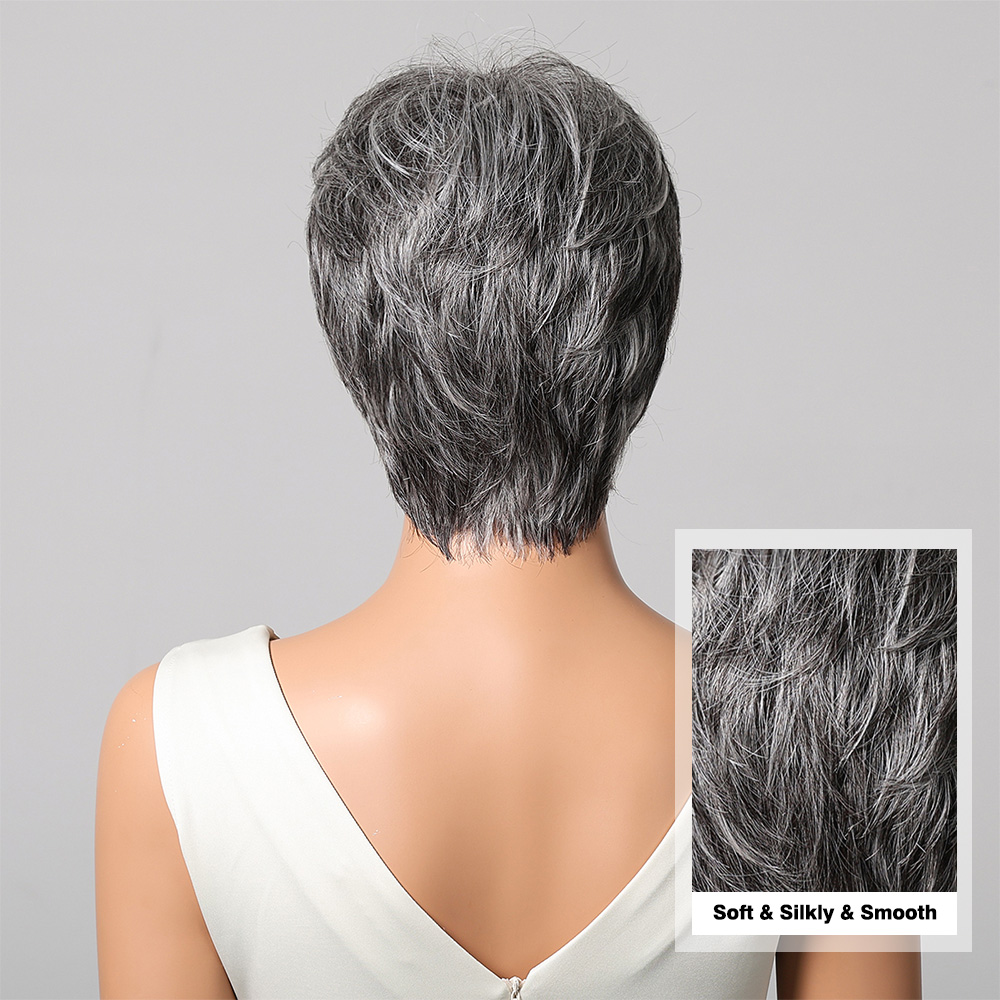 Short Pixie Cut Grey Human Hai - Short Pixie Cut Wig Human Hair Cheap review and price
