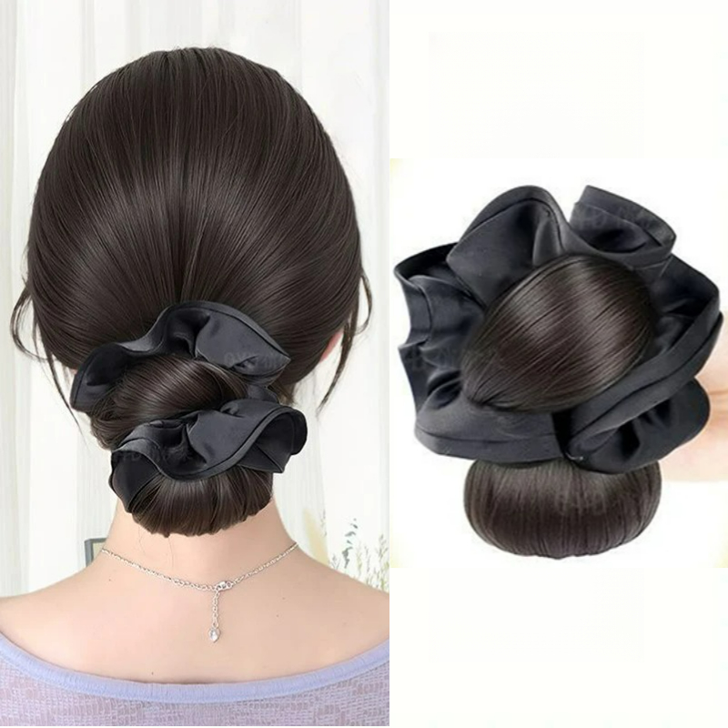 New Synthetic Satin Hair Tie C - Claw Clip Messy Bun Hair Piece review and price