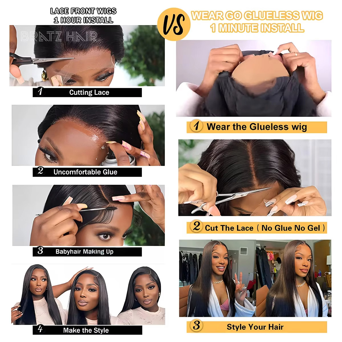 Super Double Drawn Bone Straig - Glueless Wear And Go Human Hair Wig review and price