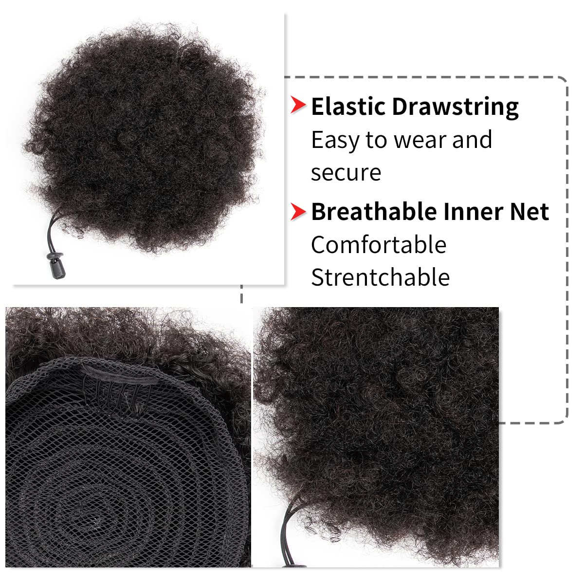 Afro Kinky Puffs 100% Human Ha - Seamless Clip In Hair Extensions Human Hair review and price