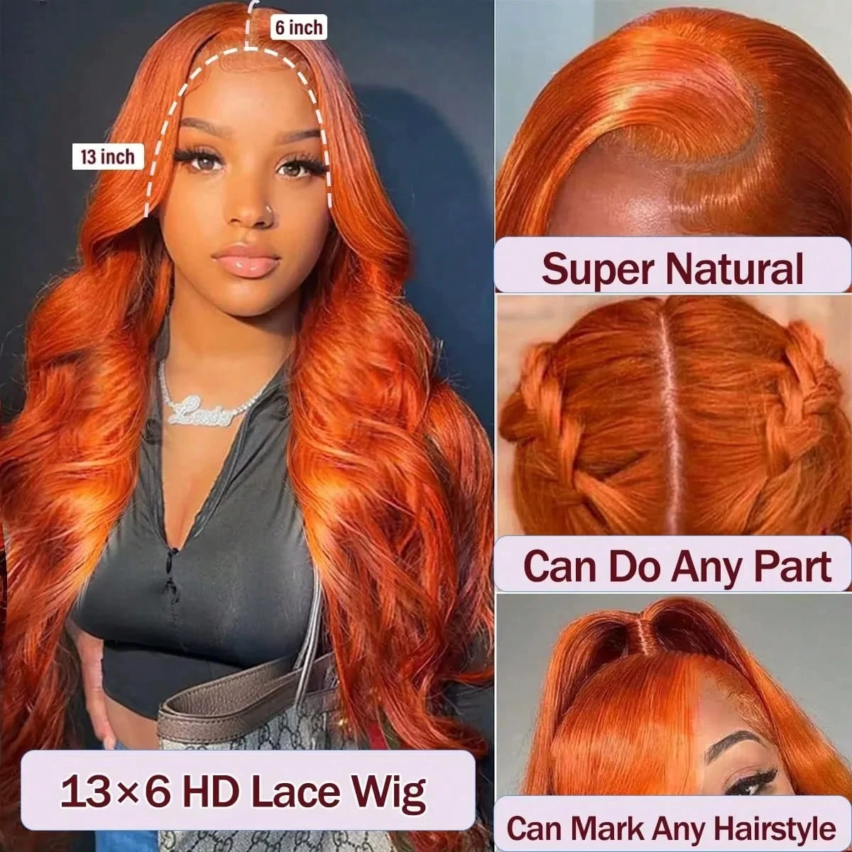 Ginger Orange 13X6 Hd Lace Fro - Hd Lace Frontal Wig Human Hair Pre Plucked review and price