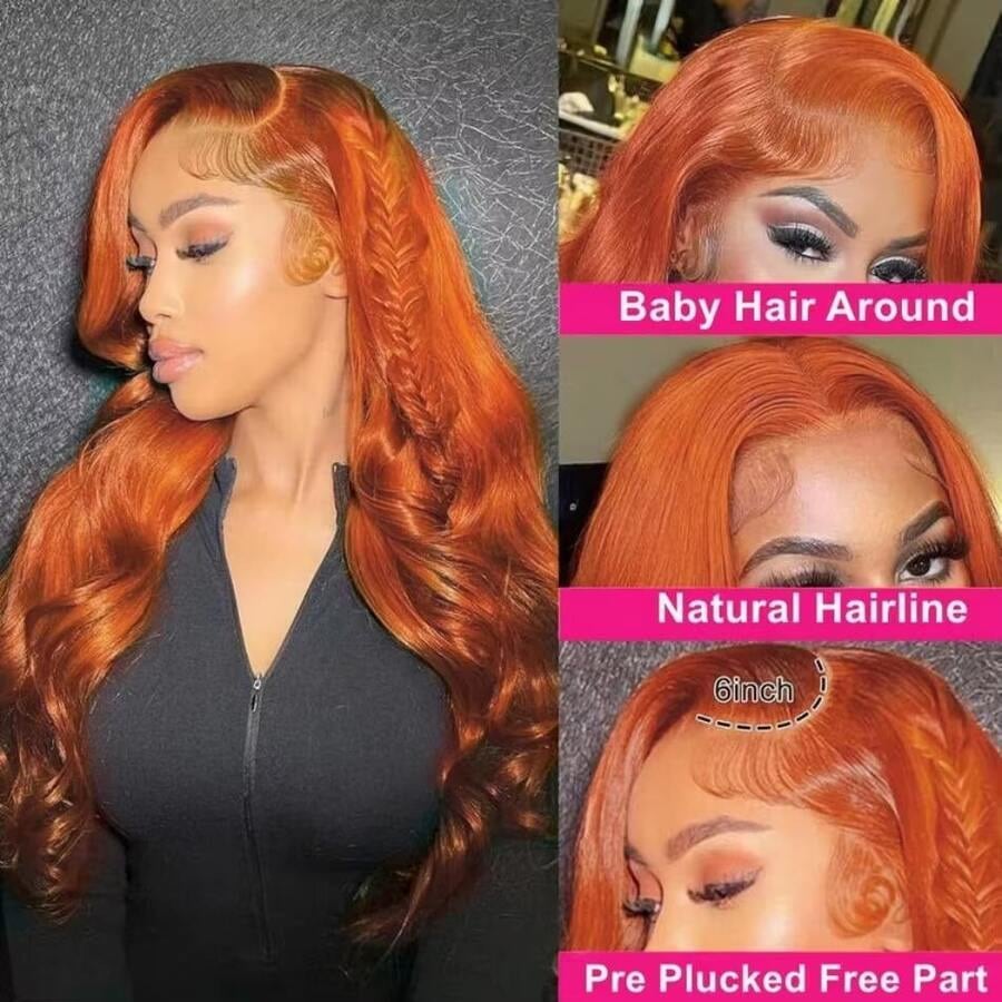 Ginger Orange 13X6 Hd Lace Fro - Hd Lace Frontal Wig Human Hair Pre Plucked review and price